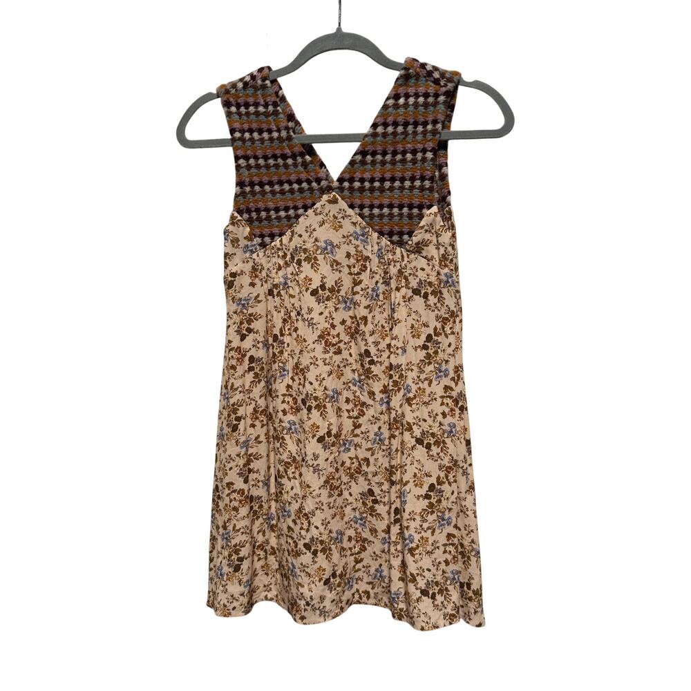 Zara Dress Girls Size 7 Cottage Core Sweater Bodice Brown Floral